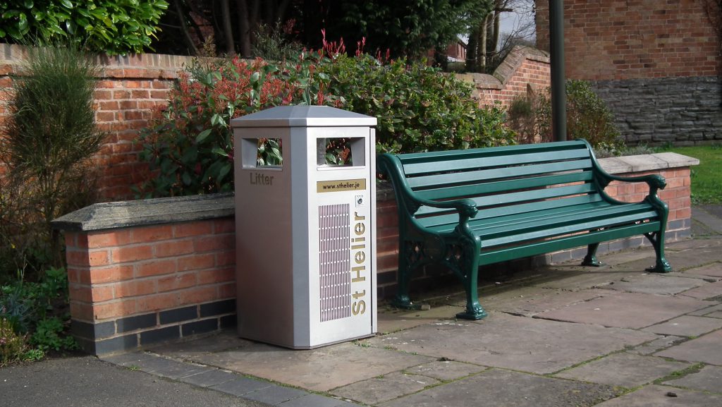 Metal Stainless steel litter bin St Helier 2