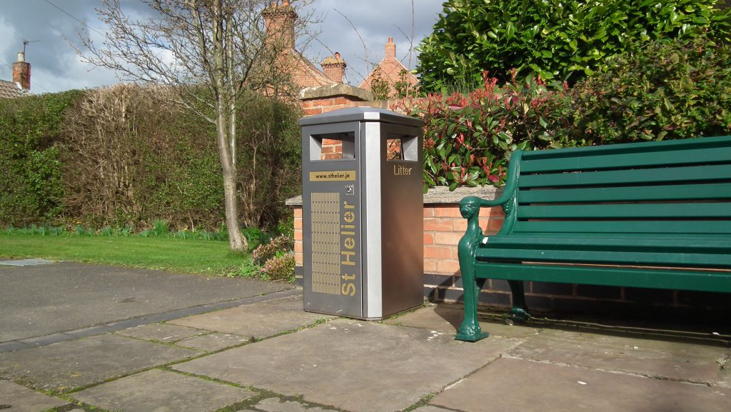 Metal Stainless steel litter bin St Helier 9