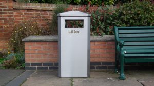 Metal Stainless steel litter bin St Helier 11