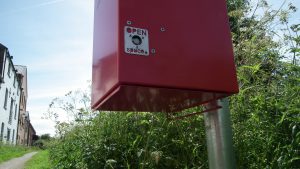 Metal dog waste bin detail