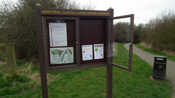 recycled notice board 2 door Glen Parva open door