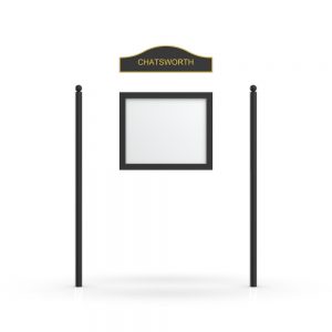 Chatsworth Headboard, Single Door Opening, Plain Round Pole, Sphere Pole Topper, Black