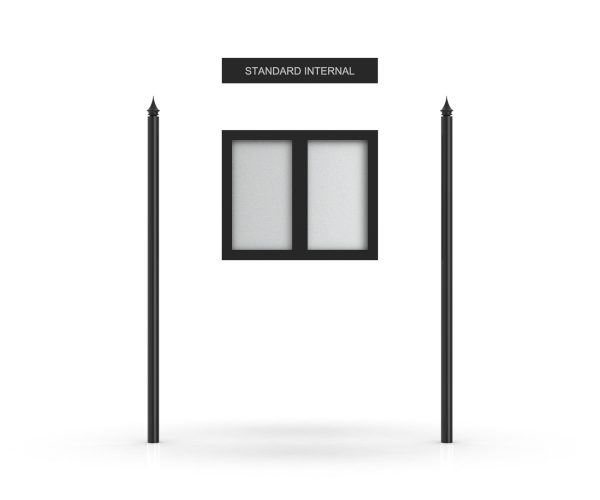 Standard Internal Headboard, Double Door Opening, Rounded Pole, Spike Pole Topper, Black