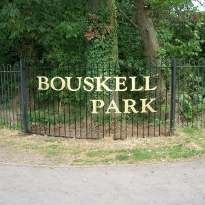 Metal fencing and sign Bouskell Park
