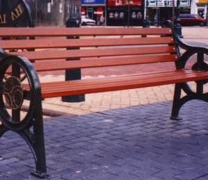 Metal bench with wood slats 5