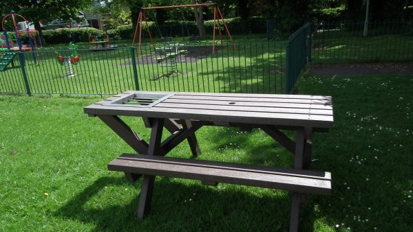 Recycled picnic bench with BBQ 2